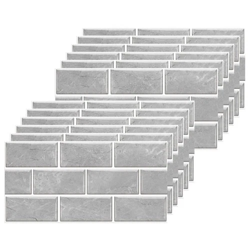 Grey Kitchen Tile Stickers, 24PCS Self-Adhesive Vinyl Wall Stickers – 15x30 cm