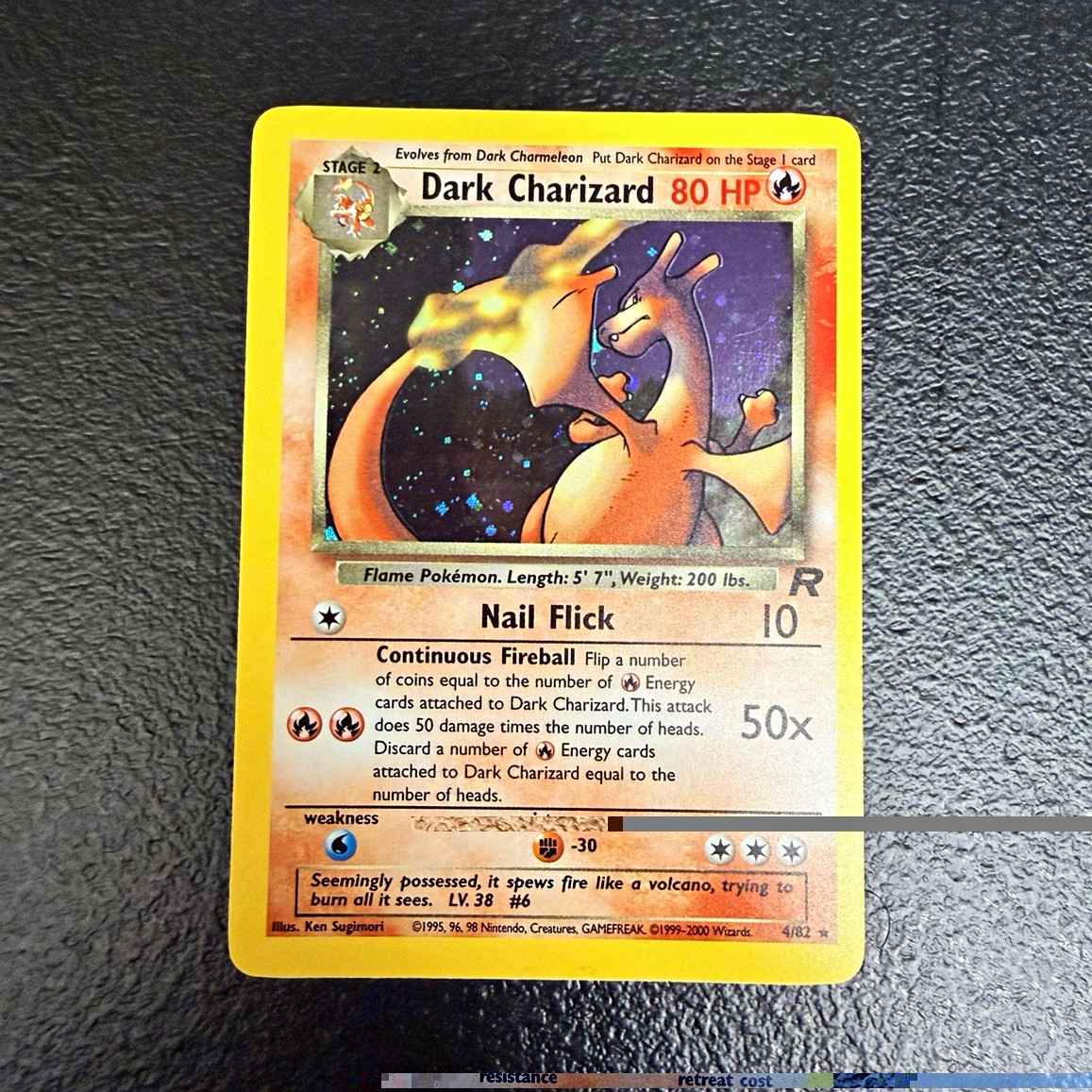 Pokemon Dark Charizard 4/82 Team Rocket Holo Rare 80HP English Stage 2 2000