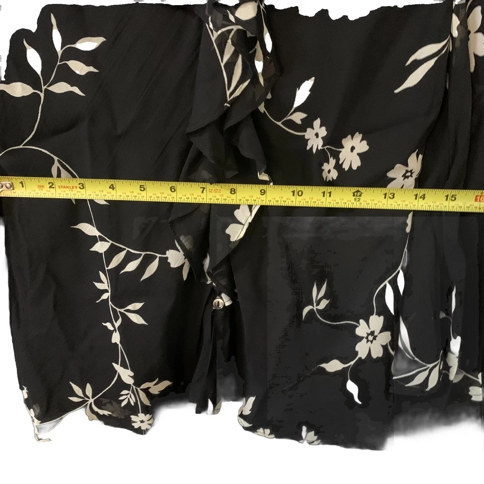 Donna Ricco 花卉晚礼服纽扣衬衫女式 - 6 码黑色 — 第 3/4 张图片