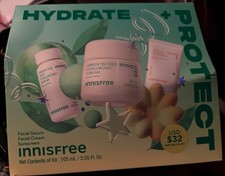 Innisfree Hydrate Green Tea Seed Hyaluronic Cream, Serum Sunscreen Skincare Set
