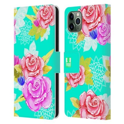 HEAD CASE DESIGNS PAINTED FLOWERS LEATHER BOOK CASE FOR APPLE iPHONE PHONES