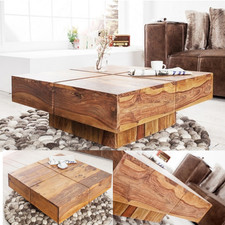 Design Massivholz Couchtisch BOLT 70cm Sheesham stone finish Handarbeit