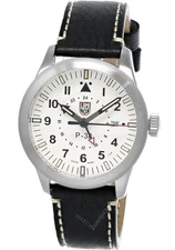 Luminox P–38 Lightning GMT Quartz 42mm Beige Dial Leather Men's Watch XA.9527