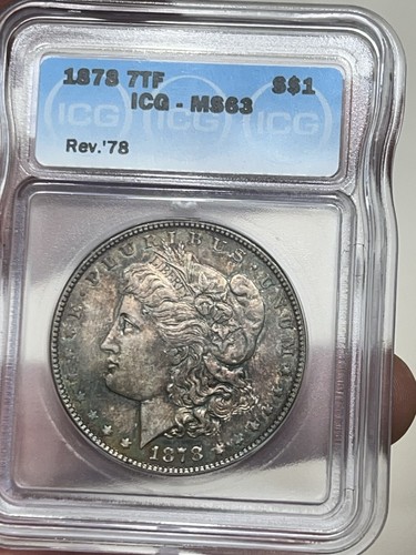 1878  Morgan Dollar Vam 45 “ Double Talons “ ( Top 100 )ICG MS63 Colorful Toning
