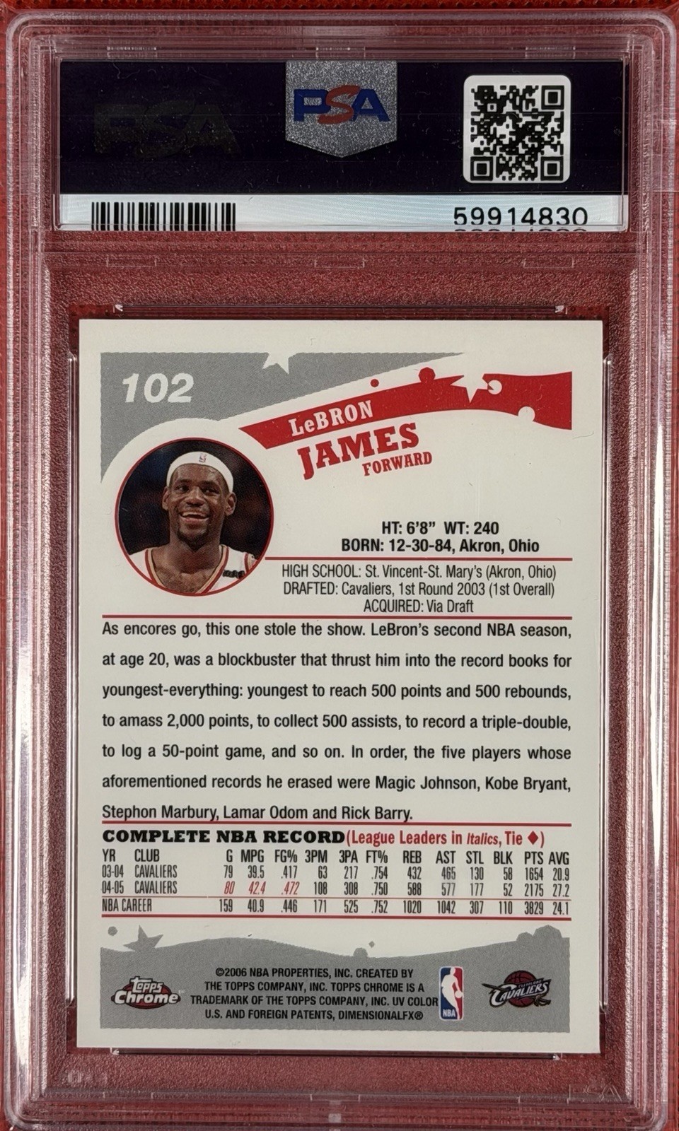 🔥2005-06 TOPPS CHROME #102 LEBRON JAMES PSA 8 Sixers📈 view 2