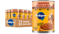 Pedigree Chopped Ground Dinner Adult Soft Wet Dog Food Bacon  Cheese Dinner, Ca