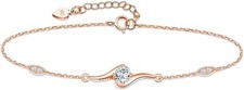 Birthstone Bracelet, Silver 925, Rose Gold, April, Hypoallergenic (Compatible)