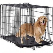 48 Inch Heavy Duty Metal Dog Crate Double Door With Divider And Removable Tray
