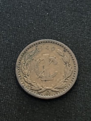 1940 Mo Mexico 1 Centavo Coin - Bronze -Mexican Golden Eagle. free