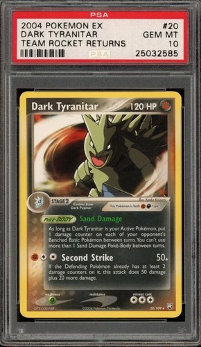 Pokemon Dark Tyranitar EX Team Rocket Returns Rare #20 PSA 10 Gem Mint
