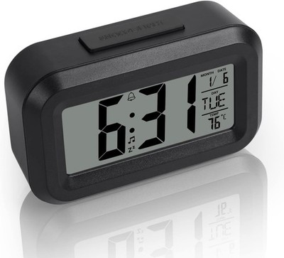 Digital Wecker LCD Display Tischuhr Snooze Timer Temperaturanzeige Grün 12/24h