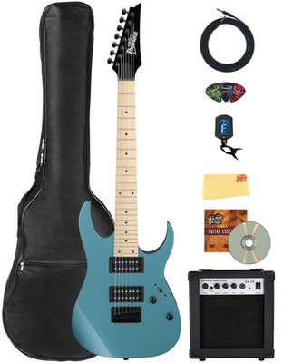 Ibanez GRG7221M RG Gio 7-String Electrc Guitar - Metallic Light Blue w/ Amplifie