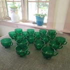 Set of 18 Vintage Anchor Hocking Forest Green Glass Punch Cups