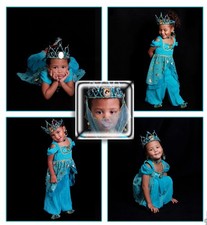 Disney Store Princess Jasmine Costume XXS 2/3 W/Crown, Necklace, Earring, Shoes