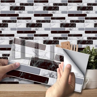 Alwayspon 27 Stück Wandfliesen 2D Transfer Aufkleber Peel & Stick selbstklebend grau