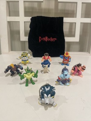 CAPCOM DARKSTALKERS E3 1994 PROMOTIONAL POUCH w/9 VINYL FIGURES 1 1/2  RARE VTG