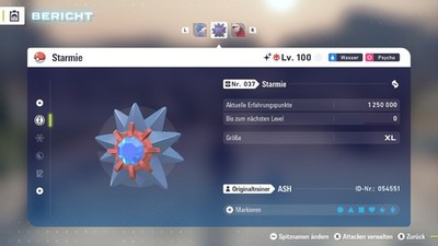 Shiny Elite Starmie Level 100 6IV + Max EV / DV  Für Pokemon Legenden Z-A