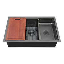 30 In. Undermount Single Bowl 18-Gauge Nano Black Stainless Steel Anti-Scratch W