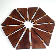 Vintage West Germany Wooden Trivet – Mid-Century Folding Teak Triangle Hot Pad