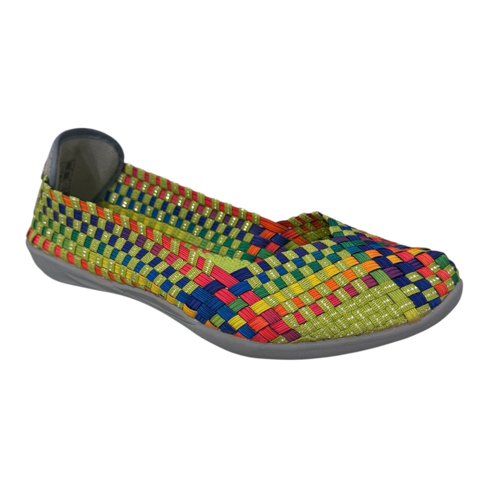 Bernie Mev Catwalk Slip-On Flats,  Lime Multi Woven Stretch Comfort Shoes| NWB