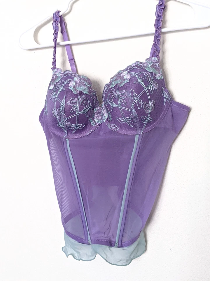 Corsé Floral Vintage Con Volantes Encaje Coqueta Talla 34B Foto 2 de 3