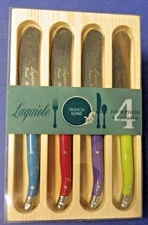 Laguiole French Home Set of 4 Piece Spreaders Assorted Color Handles 6" New