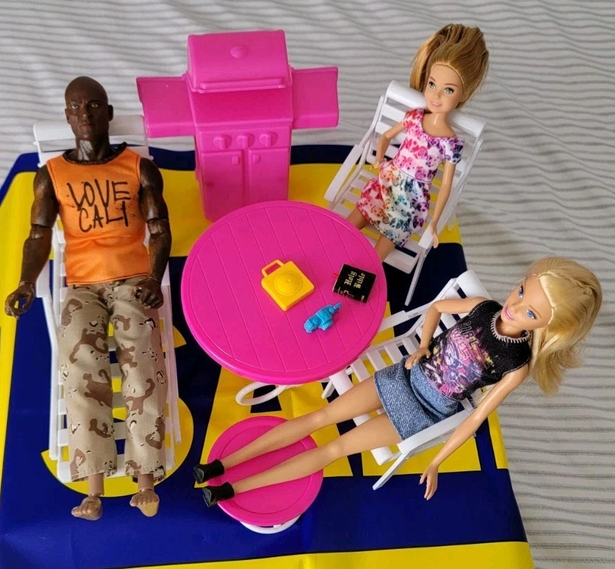 Barbie Patio Play Set - 2 Tables, BBQ, 2 White Chairs, and 1 Chaise Lounge - Image 2 of 4
