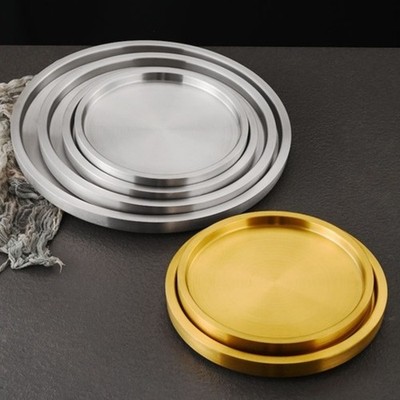 304 SS Doppellagige Runde Servierplatte Gold Finish Spülmaschinenfest 26x26x3cm