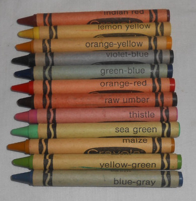 Vintage Binney & Smith Crayola Crayons 12 Rare Retired Indian Red Raw Umber NICE