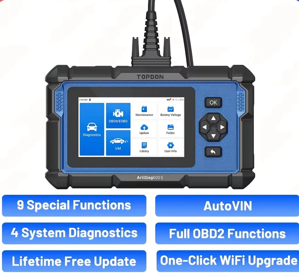 TOPDON ArtiDiag600S OBDll Code Reader Scanner Engine ABS SRS DPF Diagnostic Tool
