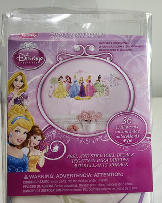 NIP Disney Princess Peel & Stick 36 Removable Wall Decals Cinderella Belle