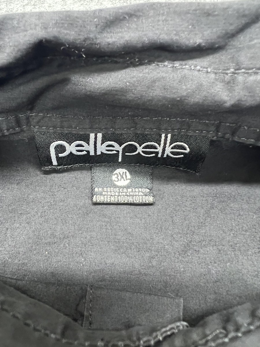 Pelle Pelle Shirt Mens 3XL Black Button Down Long Sleeve Flocked Fleur De Lis View 2
