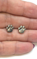 Thailand Silver Dog Paw Stud Pierced Earrings Vintage