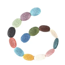 Flatness Smooth Lava Stone Rock Loose Beads - Volcanic Gemstone Lava Rock Bea...