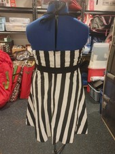 Killstar Pinstripe Black And white Summer halter Dress