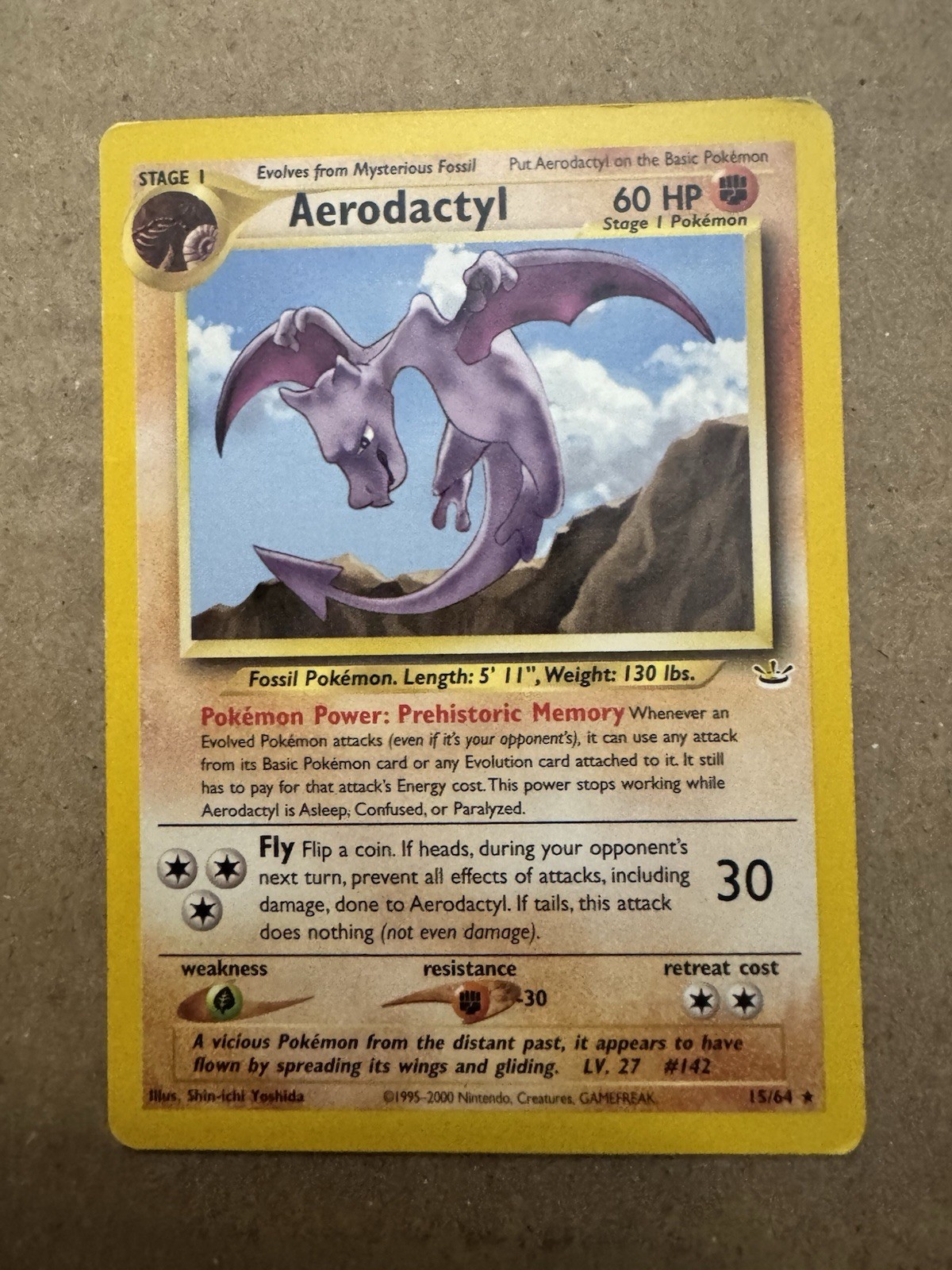 2001 Pokemon Neo Revelation Aerodactyl Unlimited #15/64 Non-Holo Card LP