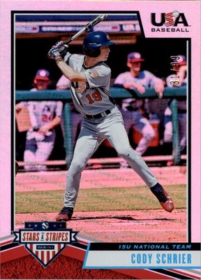 2019 USA Baseball Stars and Stripes Longevity Holofoil #62 Cody Schrier /99 BB