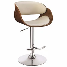 Contemporary Walnut & Ecru Adjustable Height Bar Stool by Coaster 104966