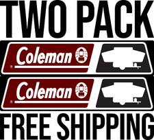 TWO VINTAGE COLEMAN POP-UP CAMPER DECAL STICK...