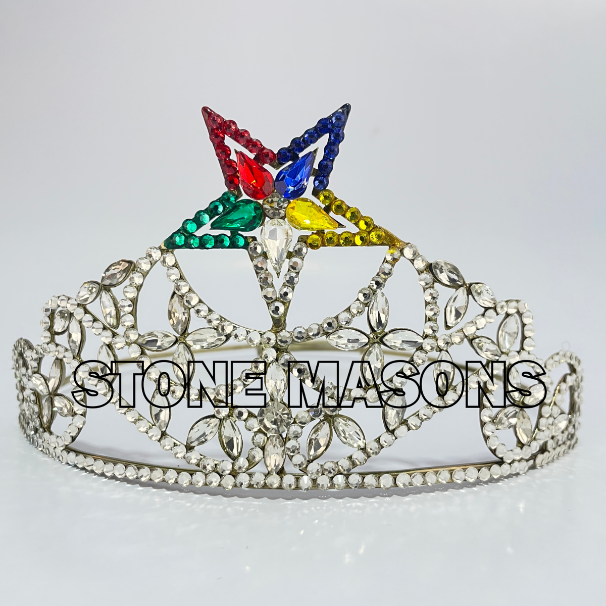 Freemason Masonic 4 STARS OES GOLD TONE Rhinestones O.E.S Adjustable CROWN Tiara DEURA Masonic OES Matron Gold Plated Rhinestones O.E.S Order  main image 2
