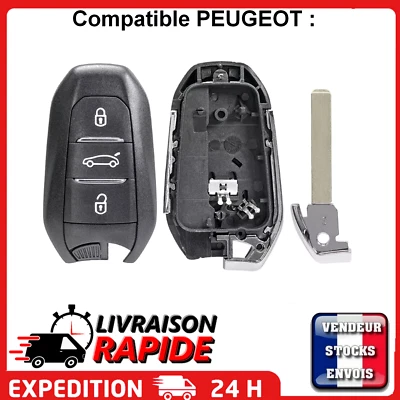 Coque clé plip compatible Peugeot 208 2008 308 3008 508 5008 3 boutons coffre
