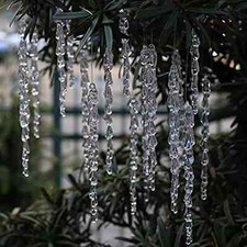 Christmas Tree Clear Glass Icicle Ornaments Decoration Xmas Home Decor Set Of 25