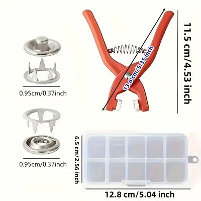 NEW - DIY EZ Add your own snaps! Hand Clamp & 200pcs Metal Buttons & Box
