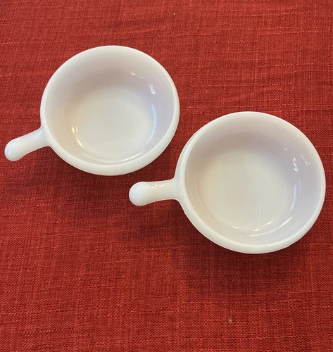 Glasbake Soup/Chili Bowls  with Handle J2663 11oz mcm retro Set of 2
