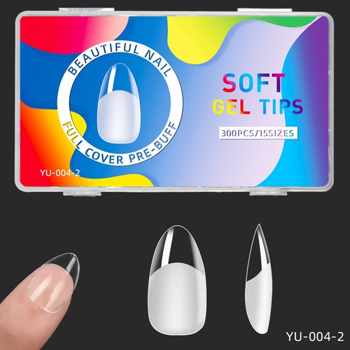 300pcs Soft Gel Tips Seamless 15 Sizes Full Cover False Press On Nails Manicure - Picture 9 of 28