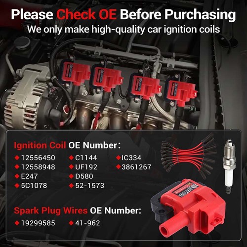 8 Pack Ignition Coil & Spark Plug & Wire For Chevy Camaro Corvette 5.7L V8 UF192 - Picture 2 of 15