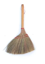 13 inch Tall of Small Whisk Broom Bamboo Stick or Wooden Handle Handmade