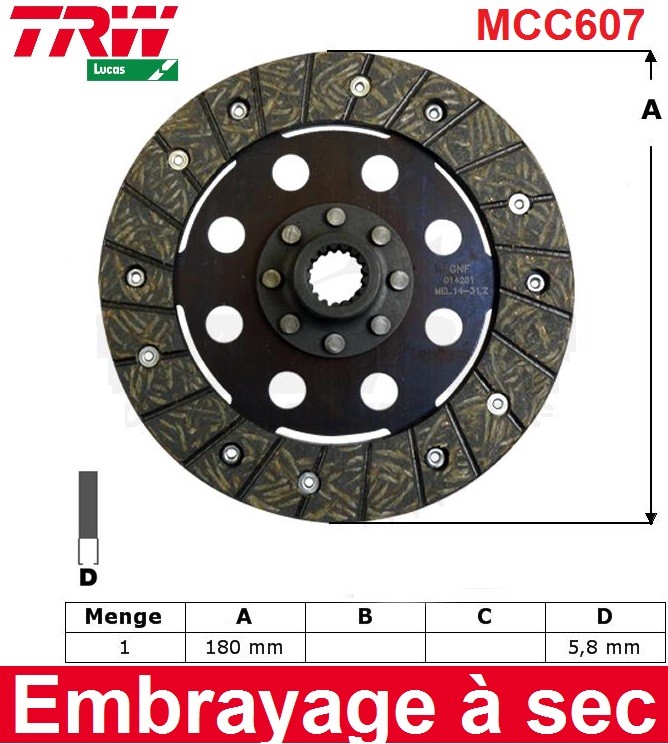 Disque d'embrayage TRW Lucas MCC607 anti-patinage pour moto BMW K 1200 LT sec