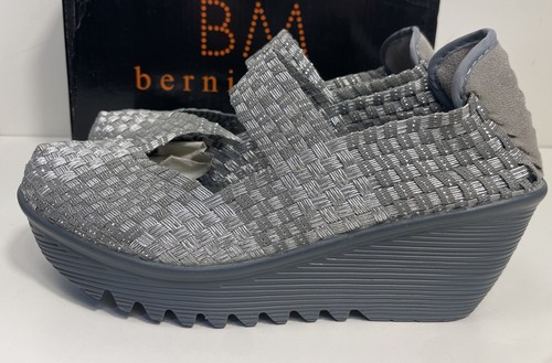 Bernie Mev Women's Lulia Wedge Pump Shoes Woven Silver Gray New Size 40