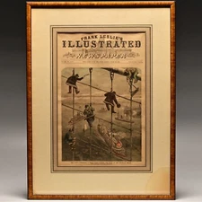 FRANK LESLIE Ilustrated Newspaper Original Brooklyn Bridge NY Harbor Lithograph